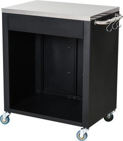 Homcom Wózek do grillowania - wózek na grill, mały wózek na grill, duży wózek na grill, wózek na grill dla ogrodu, Stal Szlachetna Czarny | Aosom PL