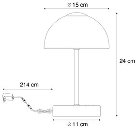 Designerska lampa stołowa ciemny brąz z LED z możliwością ściemniania - JoyaDesignerski Oswietlenie wewnetrzne