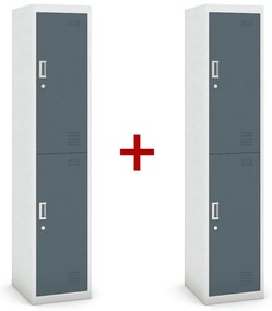 Szafka ubraniowa dwudrzwiowa 1+1 GRATIS, demontaż, zamek cylindryczny, szara/ciemnoszara