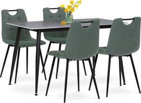 Zestaw jadalniany z blatem ceramicznym i 4 krzesłami, zielony