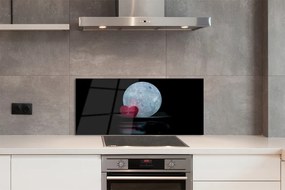Szklany Panel Księżyc w Kształcie Serca