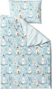 PrzytulneMieszkanie.pl PrzytulneMieszkanie.pl Bawełniana pościel LIGHTHOUSE POLY niebieska Rozmiar pościeli: 70 x 90 cm | 140 x 220 cm