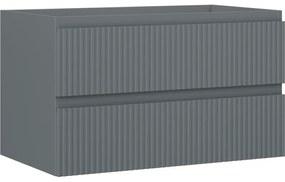 Mexen Rivel szafka łazienkowa podumywalkowa 80 cm, 2 szuflady, ryflowana , grafit mat - 91A20-08047-2-BFF66