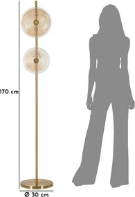 Lampa stojąca w kolorze złota ze szklanym kloszem (wysokość 170 cm) Venice – Mauro Ferretti