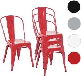 Krzesło MCW-A73 metalowe (zestaw 4 szt.),  czerwone