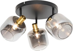 Inteligentny reflektor sufitowy czarny ze złotem i dymionym szkłem w komplecie z 3 Wi-Fi P45 - Zuzanna