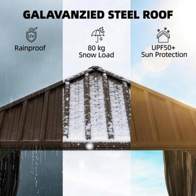 Outsunny Pawilon ogrodowy ok. 3 x 3 m aluminiowy z twardym dachem, moskitierą i 4 ścianami bocznymi, UPF50+ | Aosom PL