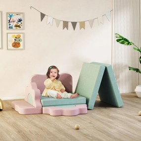 AIYAPLAY 12-częściowy zestaw klocków piankowych do wspinaczki, budowania, pełzania, maty do zabawy w pomieszczeniach z pokryciem z weluru, Zielony+Różowy