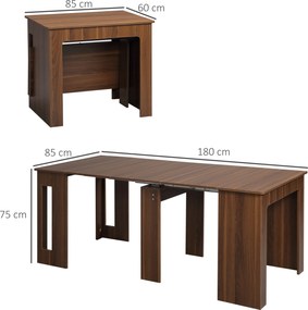 HOMCOM Stół rozkładany do jadalni nowoczesny stół kuchenny 180x85x75 cm kolor brązowy | Aosom PL