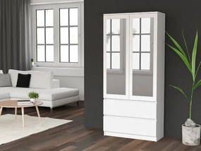 Biała minimalistyczna szafa z lustrem - Bafix