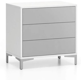 Komoda biurowa z 3 szufladami LAYERS, solidna podstawa, biała / szara