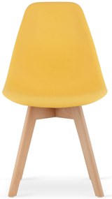 Musztardowe krzesło na drewnianych nogach H0-F18