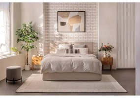 Beżowe tapicerowane łóżko dwuosobowe ze schowkiem z materacem i stelażem 160x200 cm Thessa Bold – Bonami Selection