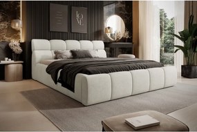 Łóżko GIULIA tapicerowane z pojemnikiem na pościel kolor Kremowy WERSAL