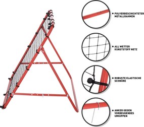 Rebounder Piłkarski HOMCOM z Regulacją Kąta - Wzmocnione Powrótne Ściany do Treningów Piłkarskich, Metal i Tkanina PE, Czerwony