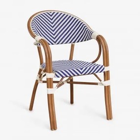 Krzesło Do Jadalni Brielle Bistro Stackable Aluminum Z Podłokietnikami Niebieski Ken - Gardenia Biel - Sklum