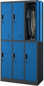 Szafa szkolna 6-skrytkowa Igor 90x45x185 cm, antracyt/niebieski