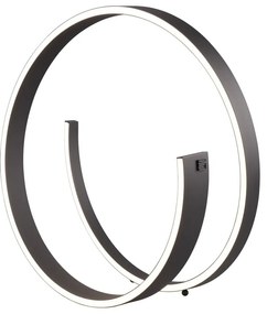 Czarna lampa stołowa LED ze sterowaniem głosowym/mobilną aplikacją i metalowym kloszem (wysokość 45 cm) Cinardi – CINQUE