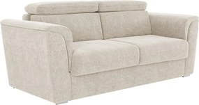 Kanapa 3-osobowa rozkładana typu express z tkaniny teksturowanej beżowej - Powierzchnia spania 140 cm - Materac 14 cm - RIZORA