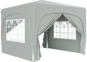 Outsunny Pawilon 3 x 3 m, Pop-Up Namiot Ogrodowy ze Ścianami Bocznymi i Torbą, UPF50+, Regulowana Wysokość, Jasnoszary