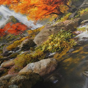Obraz - Wodospady w pomarańczowym lesie (70x50 cm)
