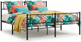 Czarne metalowe łóżko małżeńskie 160x200cm T1-E19