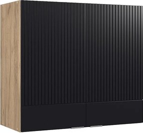 Szklana szafka kuchenna czarne paski 80x34.1x72 fame-line