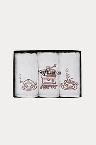 Ręczniki kuchenne COFFEE, 3 szt Śmietankowy