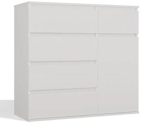 Biała nowoczesna komoda z szufladami i półkami 100cm B4-D90