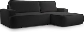 Masseno Narożnik SOLO z funkcją spania i pojemnikiem na pościel Narozniki L, Rozkładana sofa - Czarny, GERRA 75
