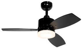 Czarny wentylator sufitowy zewnętrzny 91,3 cm z LED, ściemnialny, z pilotem IP44 - Toledo