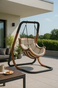 Beżowa nowoczesna huśtawka na balkon - Oreso 2X