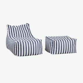 Zestaw Fotel I Pufa W Tkaninie Sandel Dark Blue - Sklum