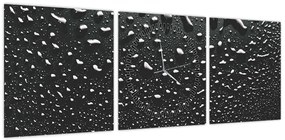 Obraz kropli wody (z zegarem) (90x30 cm)