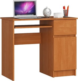 Biurko komputerowe AKORD PIKSEL Olcha 90 cm prawe 1 drzwi 1 szuflada kolor Olcha mat 3 półki 90x50x77 cm