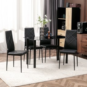 HOMCOM Zestaw 4 Krzesła Jadalniane Kuchenne Nowoczesny Design 41x50x97cm Czarne | Aosom PL