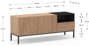 Szafka pod TV w naturalnym kolorze 140x55 cm Cailin – Marckeric