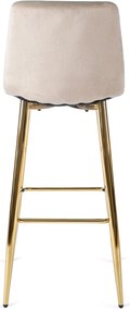 Krzesło Barowe Tapicerowane Hoker ARIEL Ecru Welurowe Nowoczesne Glamour