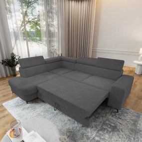 Masseno Narożnik ALVORO z funkcją spania i pojemnikiem na pościel Narozniki L, Rozkładana sofa - Szary, QUELLE 92