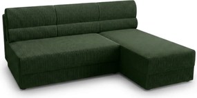 Rozkładana obustronna sofa narożna do L TAVERO 201x140 cm, ciemnozielona