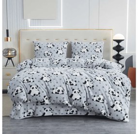 PrzytulneMieszkanie.pl PrzytulneMieszkanie.pl Szara pościel z mikropluszu PANDA Rozmiar pościeli: 2 szt 70 x 90 cm | 200 x 220 cm
