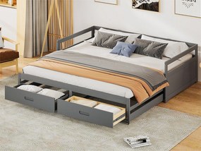 Łóżko piętrowe z drewna sosnowego - z szufladami - 90/180x200cm - Szare