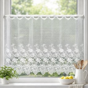 Zazdrostka żakardowa Winogron na metry biała - wys. 90 cm