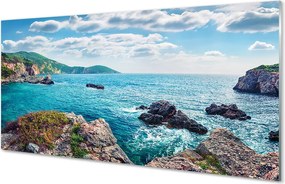 Panel Szklany Greckie Góry nad Lazurowym Morzem