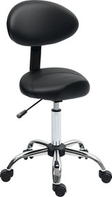 HOMCOM Hoker z regulowanym siedziskiem 51-67 cm i oparciem, do studia masażu, tatuażu, kliniki, SPA, Czarny