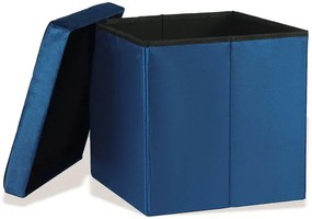 Pikowana granatowa kwadratowa pufa składana K7-S12
