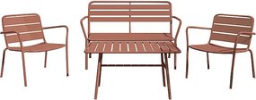 Zestaw mebli ogrodowych z metalu: ławka, 2 niskie fotele i stolik kawowy - Terakota - MIRMANDE marki MYLIA