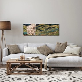 Obraz - Imitacja dzianego motywu (z zegarem) (90x30 cm)