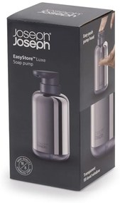 Dozownik do mydła ze stali nierdzewnej w kolorze srebra z połyskiem 300 ml EasyStore Luxe – Joseph Joseph