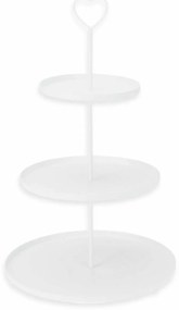 Patera metalowa 3-piętrowa, 30 × 30 × 48 cm, biały